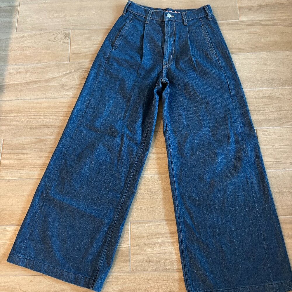MOTHER SNACKS! pleated high-rise wide-leg jeans, Size: 26, New without tags